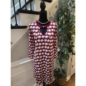 Tunic Blouse XL Crimson Ivory Stretch Elephant Keyhole Neck 3/4 Sleeve Pullover